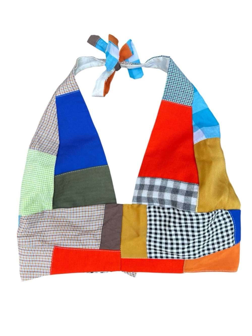 Oddli Upcycled Patchwork Tie Halter Top Size 1 Kickstarter Rare One of a Kind